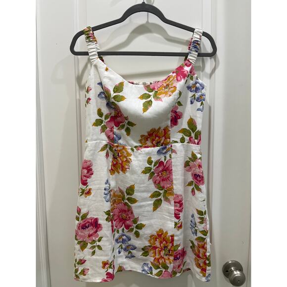 Reformation Sawyer Linen Floral Mini Dress Sz 8 - Picture 2 of 12
